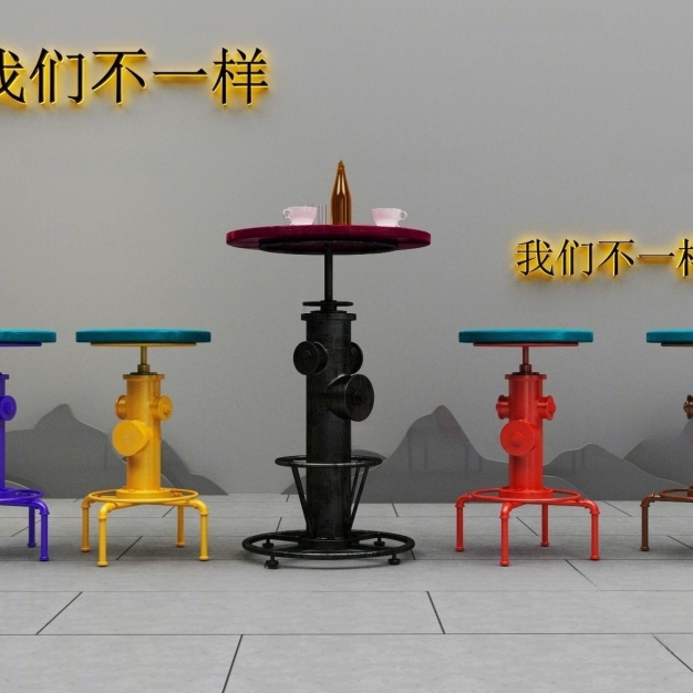 工业风吧凳3D模型